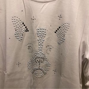 French Buldog Cotton/Poly White 3/4 Sleeve Top